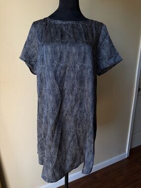 Eileen fisher tunic top PL blue white silk / organic cotton